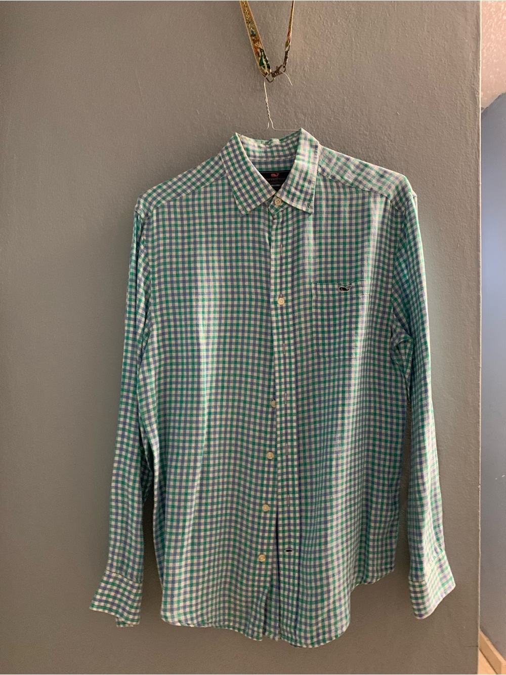 Vineyard Vines Green & White Gingham Button-Down Shirt